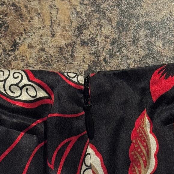 Vintage INC Skirt Silk Floral Asymmetrical Whimsigoth Dark Academia Black Red 2 - Picture 4 of 5